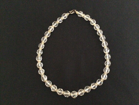 Art Deco Clear Glass Beaded Choker Necklace - image 4