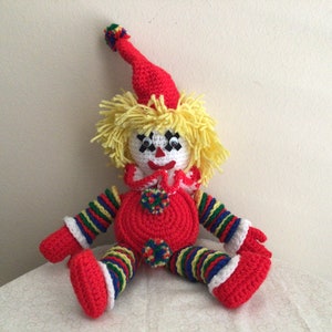Vintage Hand Crocheted Clown Doll