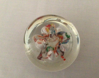 Vintage Art Glass Colorful Trumpet Flowers Papweweight
