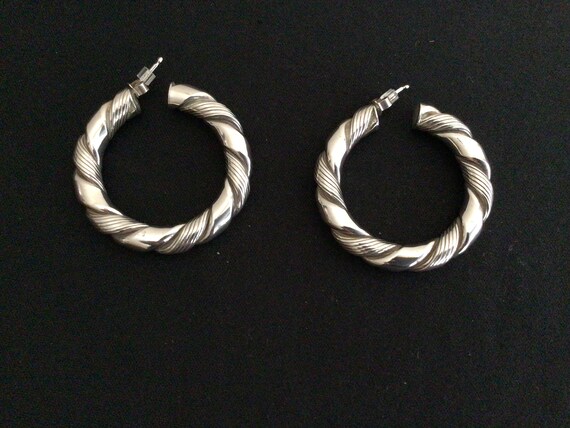 Sterling Silver Large Solid Round Dangle Pierced … - image 7