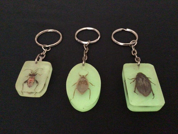 Vintage Lucite Glow Bug Keychains  3 pcs - image 7
