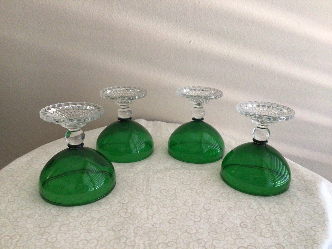 Anchor Hocking Green Boopie Bubble Sherbert Glasses Etsy