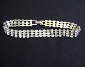 Silver tone Bracelet with Rhinestones