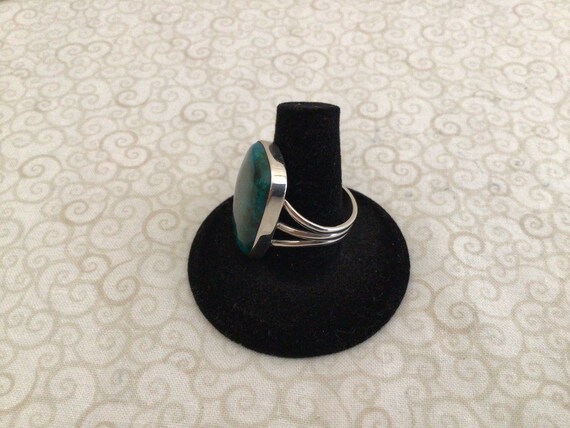 Vintage Statement Turquoise  Silver Ring Size  9 - image 6