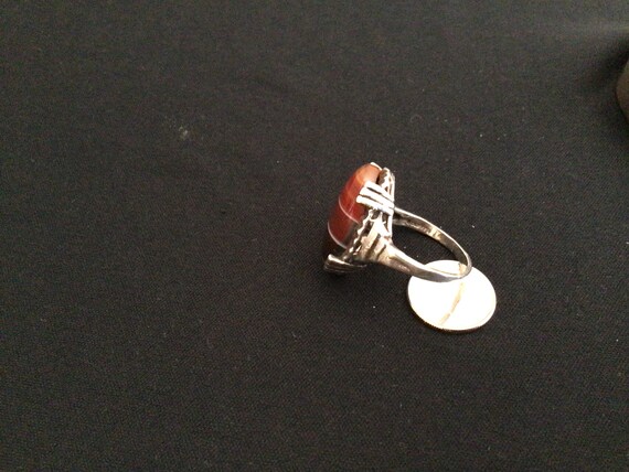 Multi Colored Silver Navajo Statement Ring Signed - image 7