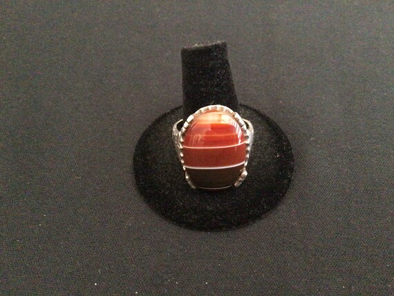 Multi Colored Silver Navajo Statement Ring Signed - image 2