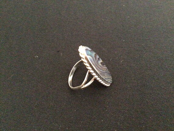 Sterling Silver Long Abalone Shell Ring Size 6 - image 4