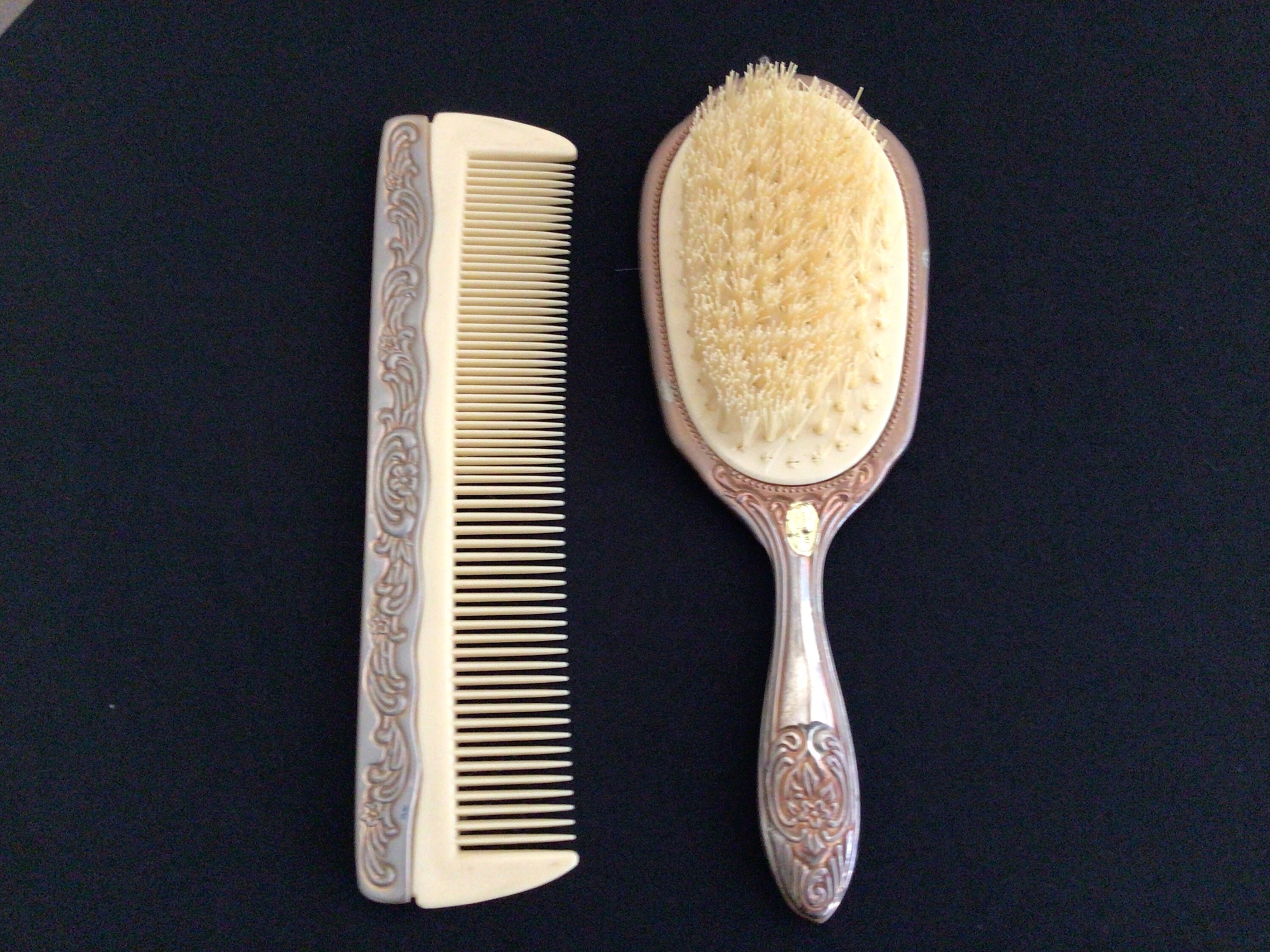 Antique Silver Comb and Brush Set - Etsy