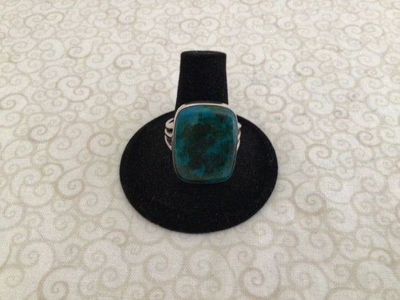 Vintage Statement Turquoise  Silver Ring Size  9 - image 1