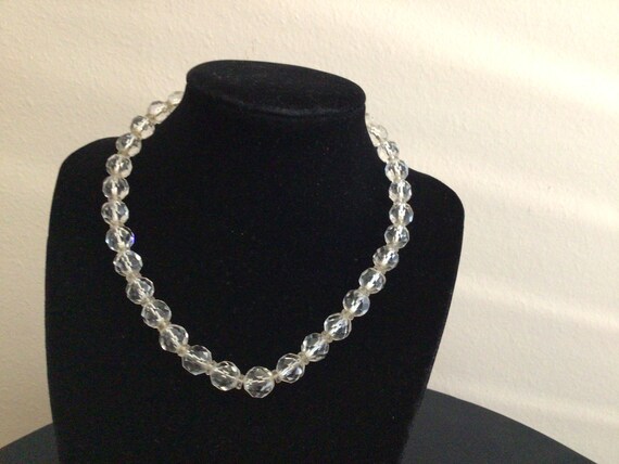 Art Deco Clear Glass Beaded Choker Necklace - image 1