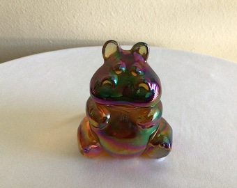 Vintage Iridescent Fenton Art Glass Hippo