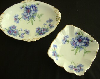 Vintage Hammersley Dishes Made in England Bone China Blue Corn Flowers