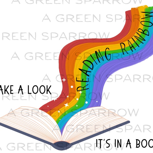 Reading Rainbow PNG TV Show Take a Look It's in a Book Instant Digital Download Sublimation DTF