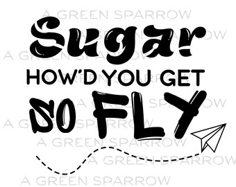 Sugar How You Get So Fly Letras de canciones Suga PNG Niños Niños Pequeños Jóvenes Descarga Digital Instantánea Sublimación DTF