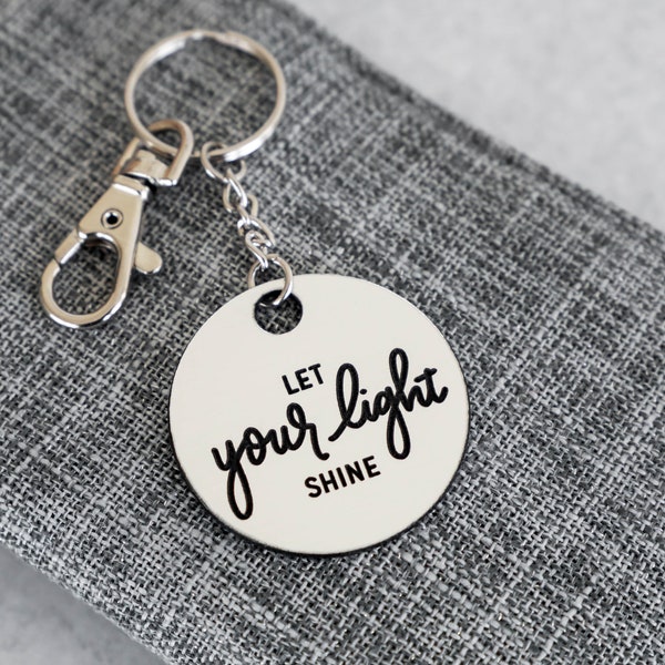 Let Your Light Shine Keychain | Mathew 5:16 | Hand-Lettered | Christian | Engraved | Motivational Gift | Bible Verse | Valentines Day Gift