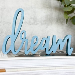 Decoración de letrero de sueño de madera / Autode pie / Con letras a mano / Pared de ensueño / Guardería para bebés / Oficina, Decoración para niños, adolescentes, Creativo / Con letras a mano