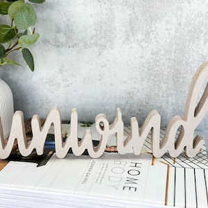 Wood Unwind Sign Decor | Self Standing | Perfect for Home | Display on a Mantel, Tabletop, or Hanging on the Wall | Bathroom | Hand-Lettered