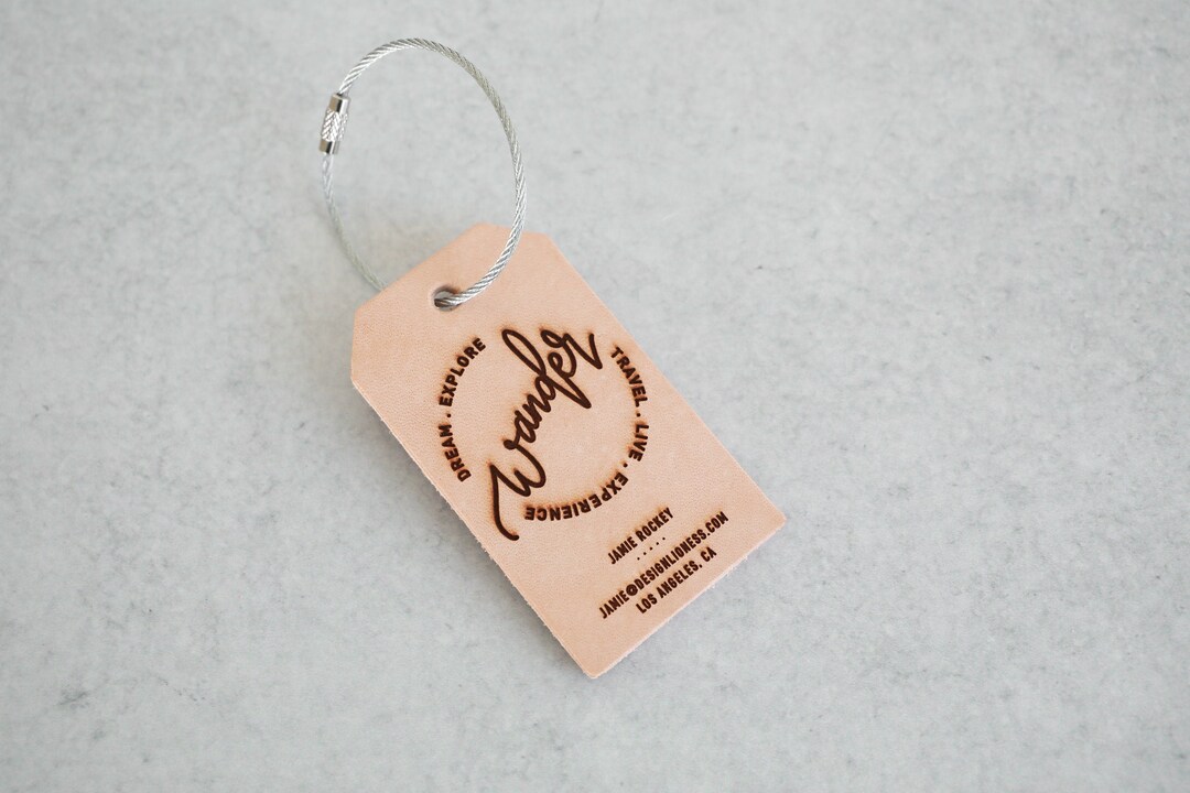 Personalized Leather Luggage Tag Wander Custom Engraved - Etsy