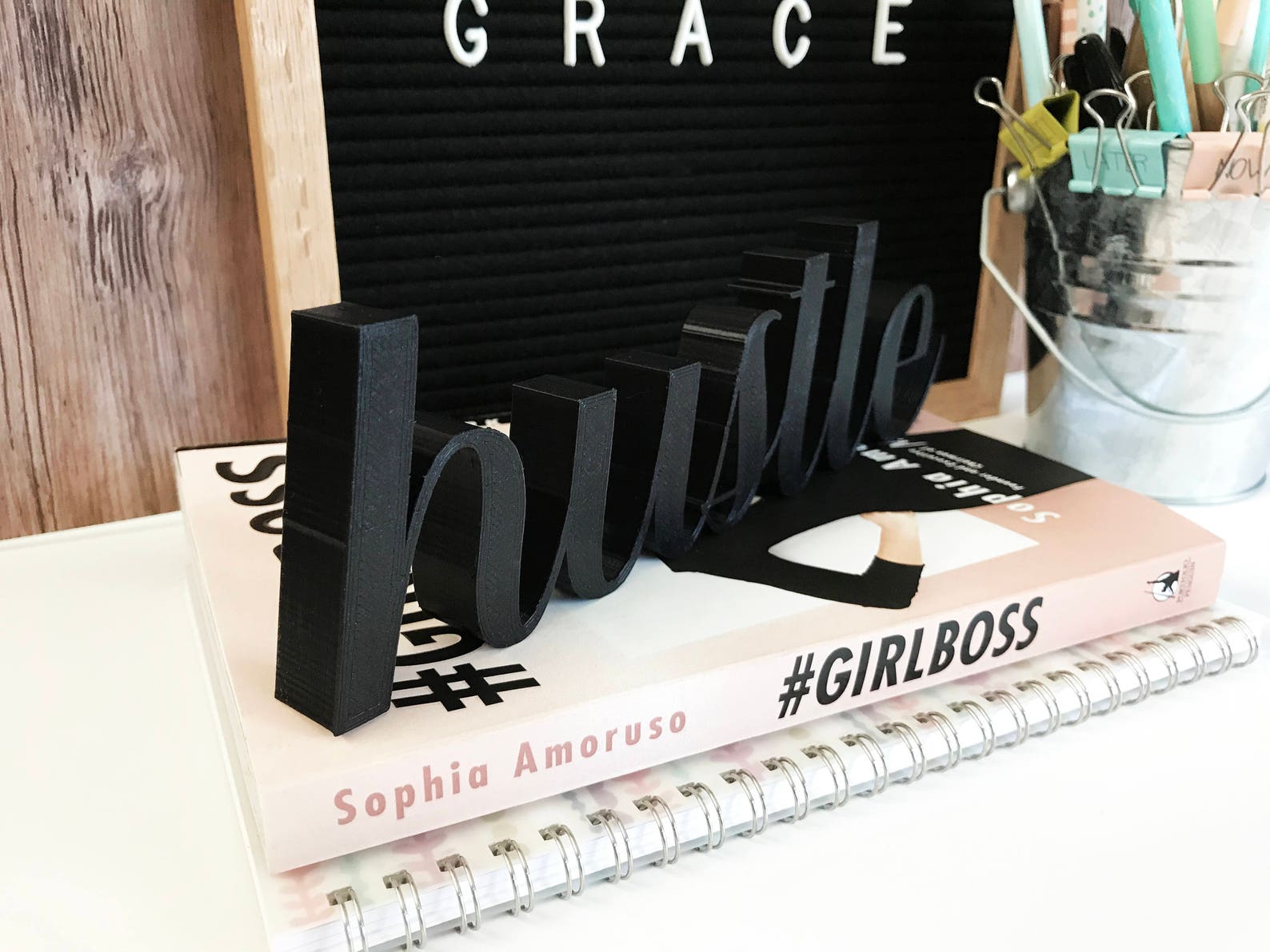 Hustle Sign Decor Self Standing Perfect for your Desk Etsy