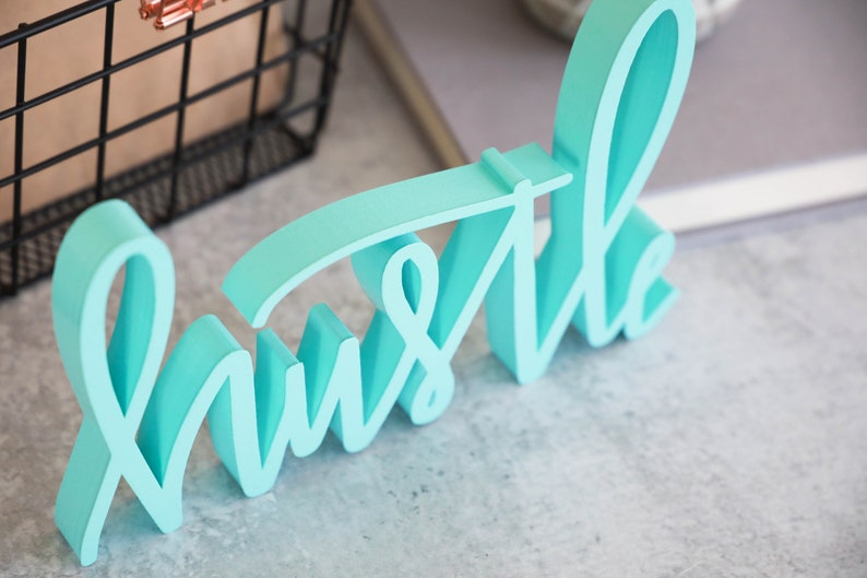 Hustle Sign Decor HandLettered Self Standing Perfect for Etsy