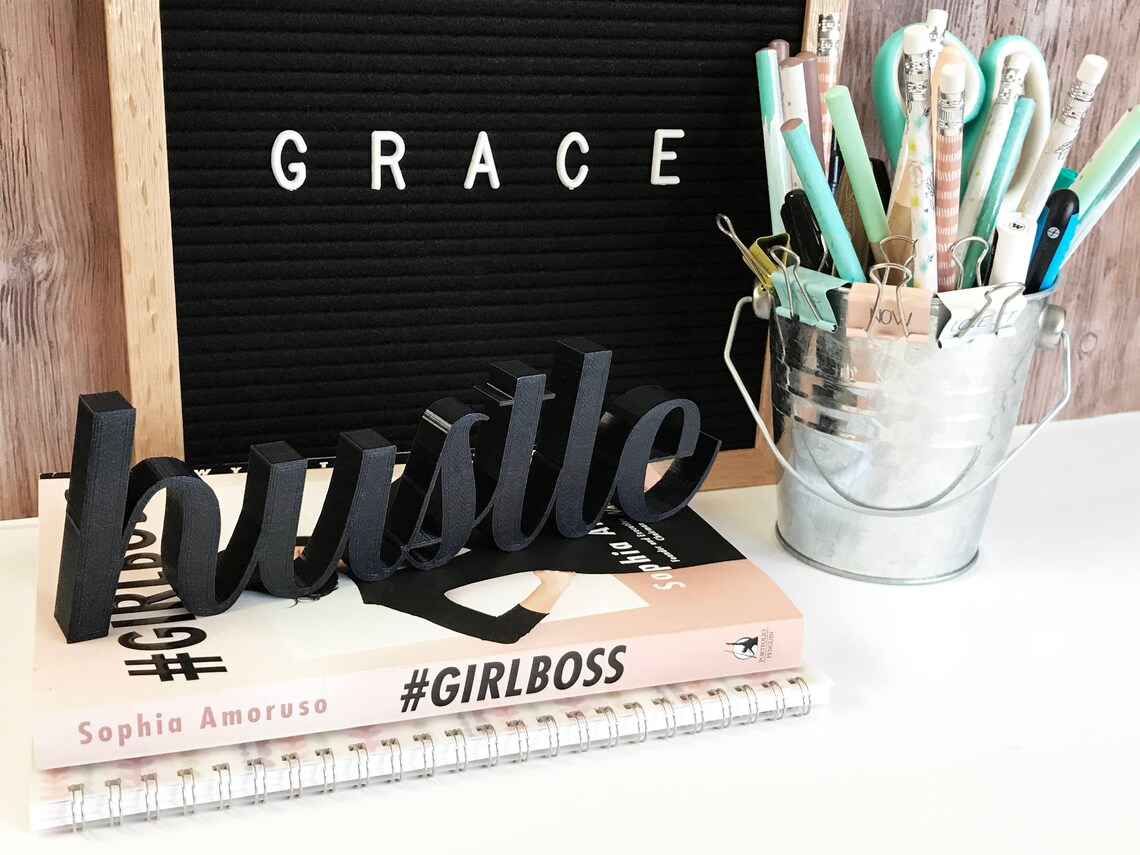 Hustle Sign Decor Self Standing Perfect for your Desk Etsy