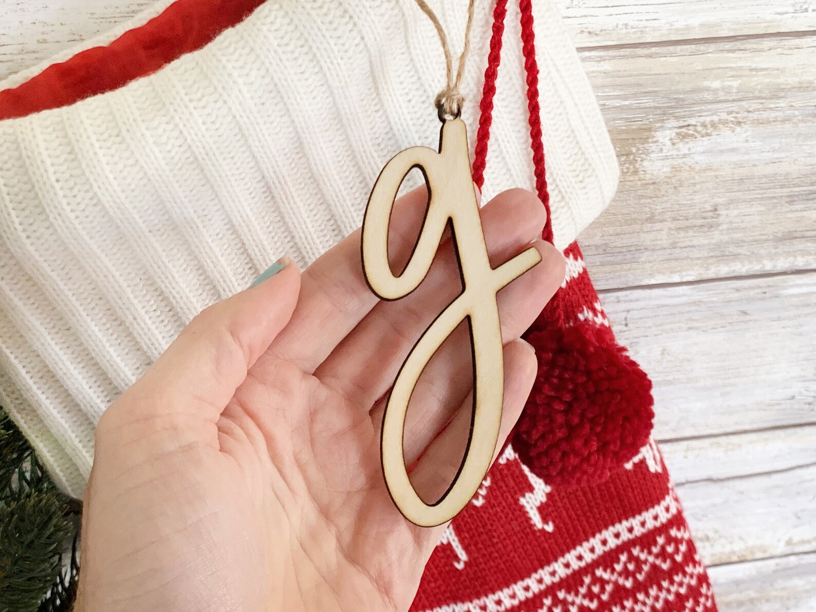 Wood Letter Ornament Christmas Stocking Birch Wood Etsy