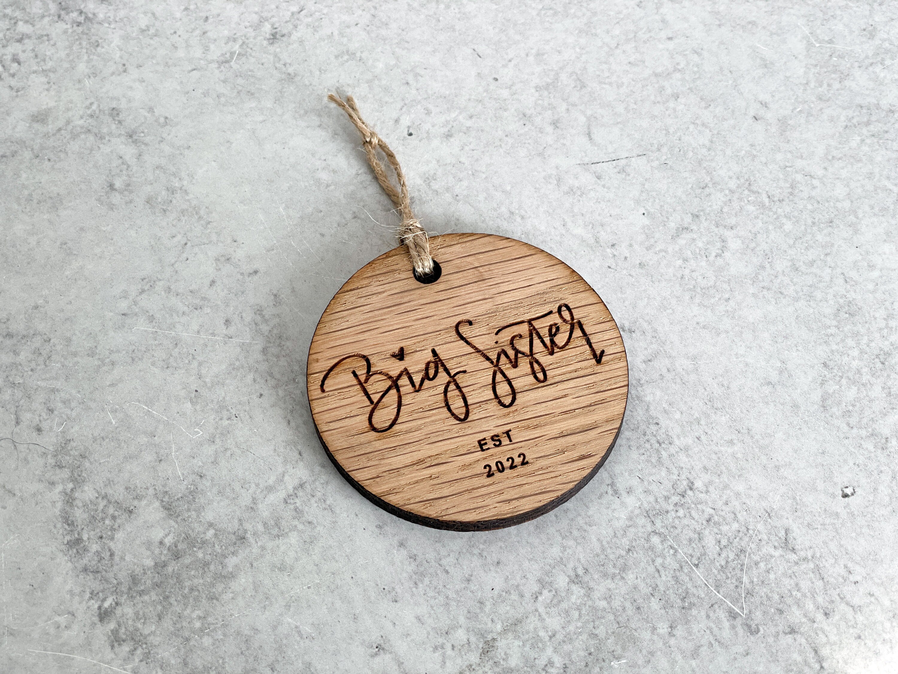 2022 Christmas Gifts For Her Big Sister Est 2022 Christmas Ornament Wood Year Etsy