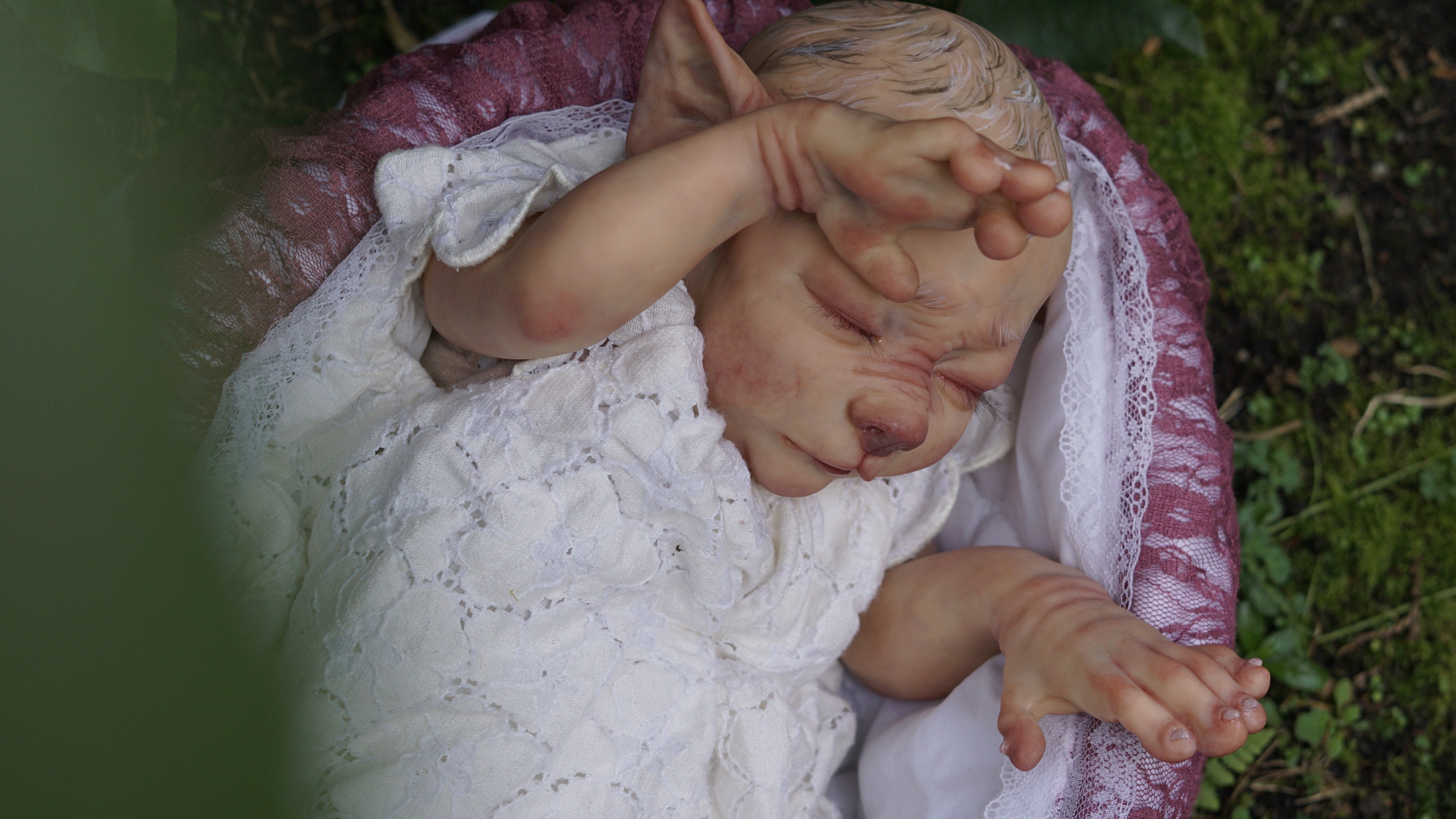 13.5 in Full Body Platinum Silicone Baby Reborn Doll Realistic Alien  Newborn Boy