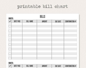 Bills Due Chart