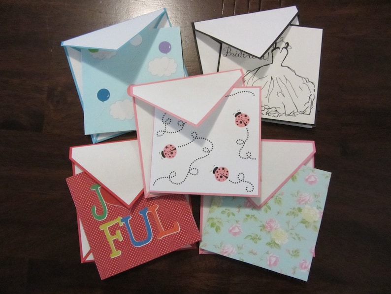 Mini Gift Notecard Buy 4 Salmon Polka Dots Small Gift Enclosure INSTANT DOWNLOAD Get 1 FREE