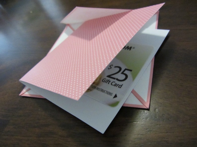 Mini Gift Notecard Buy 4 Salmon Polka Dots Small Gift Enclosure INSTANT DOWNLOAD Get 1 FREE