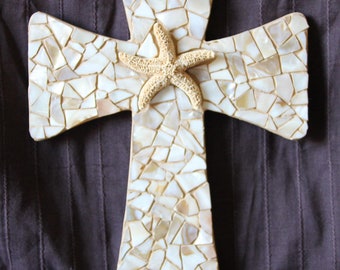 Starfish Mosaic Beach Cross