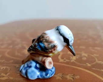 Figura de cucaburra de porcelana en miniatura, regalo de ave australiana hecha a mano