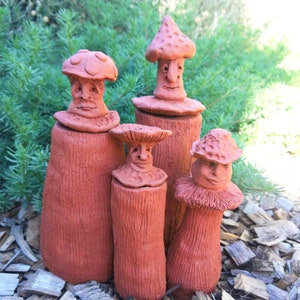 Terracotta mushroom watering olla