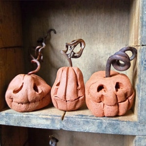 Set of 3 miniature pumpkin figurines