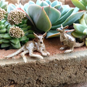 Miniature ceramic Australian kangaroo figurine, Aussie bush gift, fairy garden, terrarium, bonsai ornament