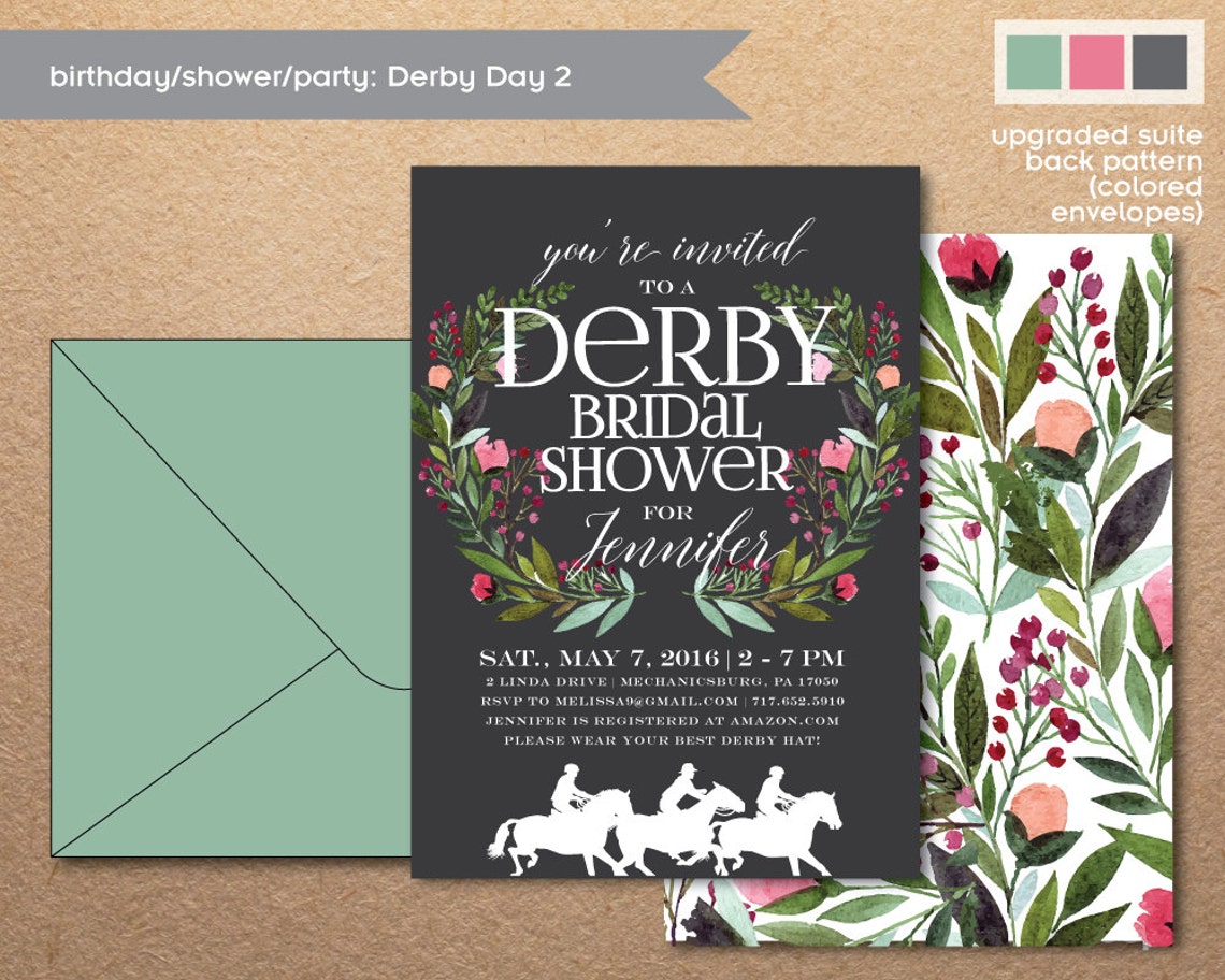 Kentucky Derby Chalkboard Horse Racing Bridal Shower Birthday Etsy