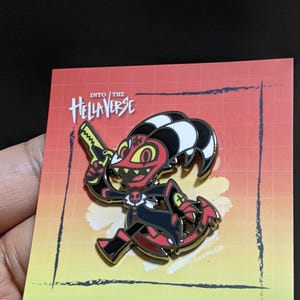 Blitzo / Hellaverse Fanmerch / Hazbin Hotel Pins / Black Plated Hard Enamel / Kawaii Chibi Style