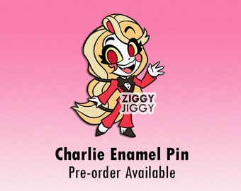 Charlie Fan Pin / Hazbin Hotel Theme / Gold Plated Hard Enamel / Kawaii Chibi Style