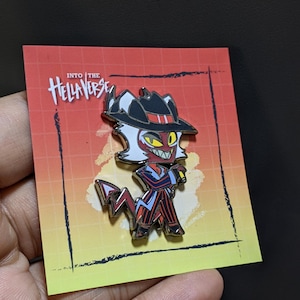 Crimson / Hellaverse Fanmerch / Hazbin Hotel Pins / Black Plated Hard Enamel / Kawaii Chibi Style