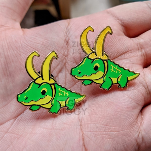 Croki Enamel Pin / Alligator Loki / Crocodile Themed Gift / Fan Art Merchandise / Chibi and Kawaii Style