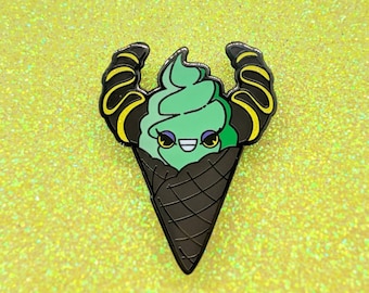 Maleficent Ice Cream Pin / Hard Enamel / Fantasy Pins / Sleeping Beauty Themed / Cute Food / Kawaii Style