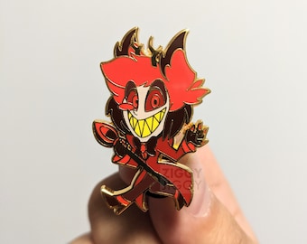 Alastor Fan Pin / Hazbin Hotel Thema / Anstecknadel / Vergoldete Harte Emaille / Kawaii Chibi Stil