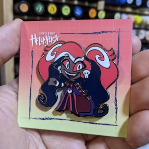Velvette / Hellaverse Fanmerch / Hazbin Hotel Pins / Black Plated Hard Enamel / Kawaii Chibi Style