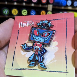 Vox / Hellaverse Fanmerch / Hazbin Hotel Pins / Black Plated Hard Enamel / Kawaii Chibi Style