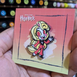 Charlie / Hellaverse Fanmerch / Hazbin Hotel Pins / Black Plated Hard Enamel / Kawaii Chibi Style