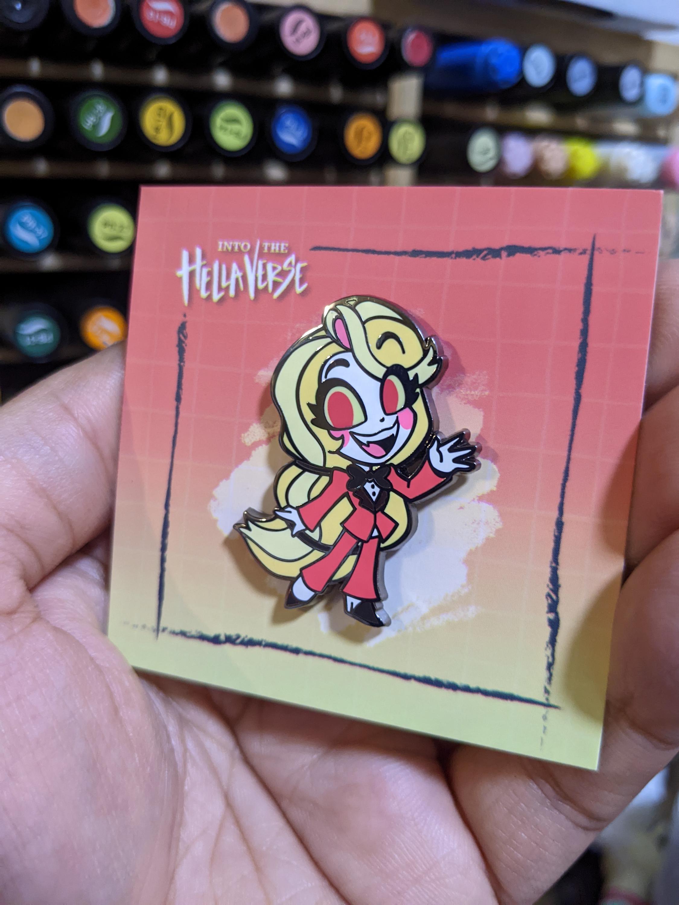 Charlie / Hellaverse Fanmerch / Hazbin Hotel Pins / Black Plated Hard Enamel / Kawaii Chibi Style