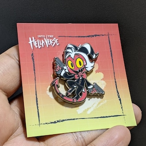 Moxxie / Hellaverse Fanmerch / Hazbin Hotel Pins / Black Plated Hard Enamel / Kawaii Chibi Style