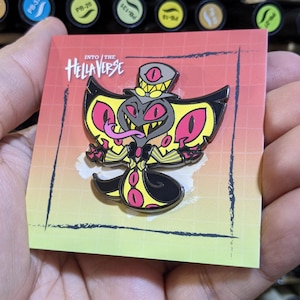 Sir Pentious / Hellaverse Fanmerch / Hazbin Hotel Pins / Black Plated Hard Enamel / Kawaii Chibi Style