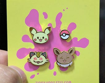 Pocket Ball Monsters Mini Pins / Fan Merch / Anime Theme / Kawaii Chibi Style